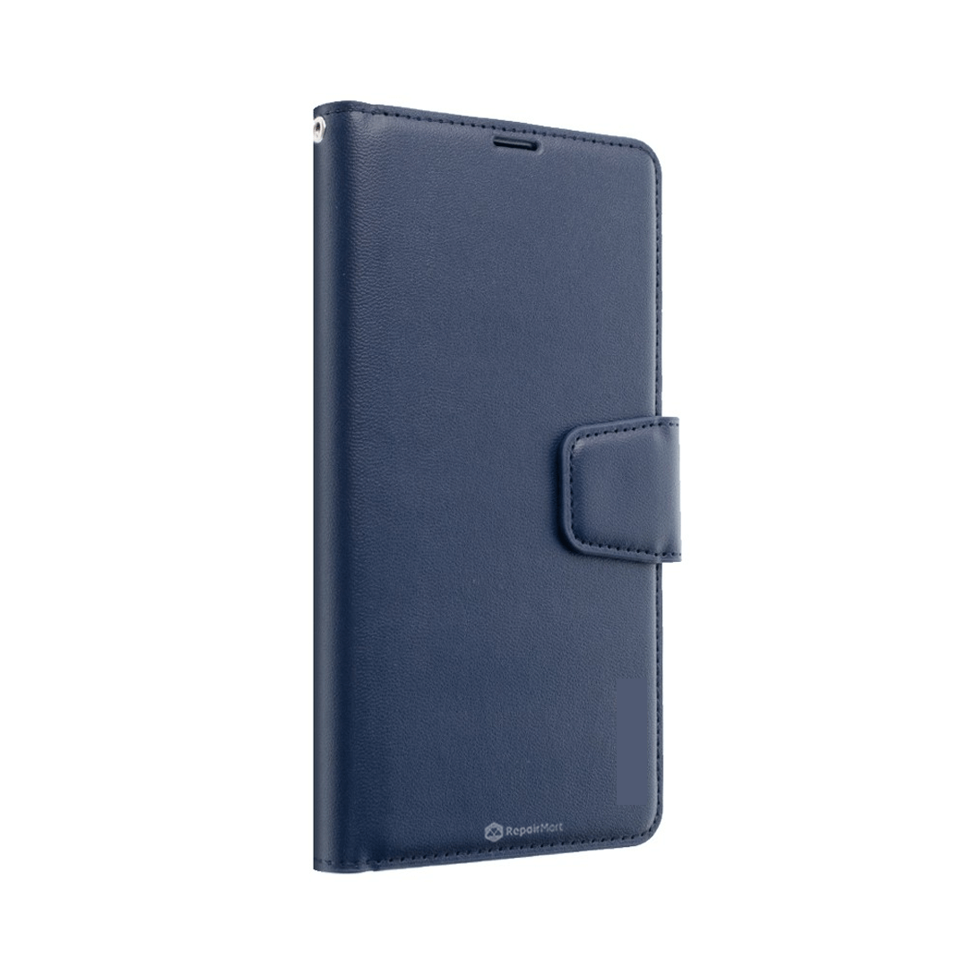 iPhone 16 Compatible Case Cover With PU Flip Leather Wallet - Navy