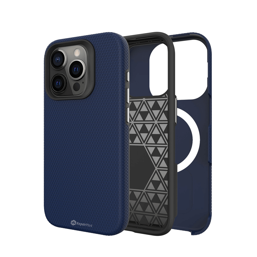 iPhone 16 Pro Max Rugged Shockproof Case Cover: MagSafe Compatible, High-Quality, Fingerprint-Resistant, Hard Protection - Navy