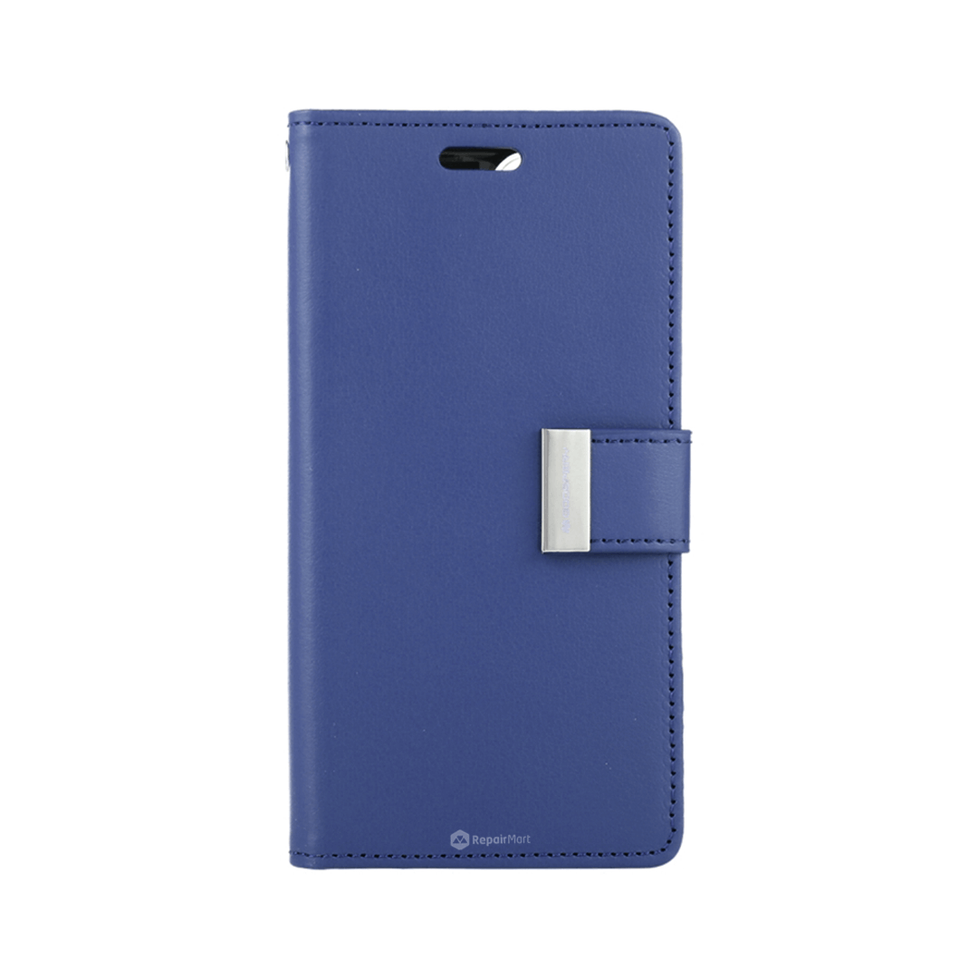 iPhone 16 Pro Max High-Quality Flip Wallet Case Cover: Shock-Resistant with Front Cover, Multiple Card Slots, Magnetic Closure and Media Stand Convertible - Navy