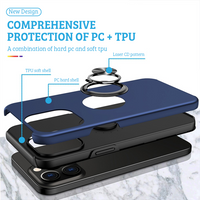 Thumbnail for iPhone 14 Compatible Case Cover With Shockproof And Magnetic Ring Holder - Navy