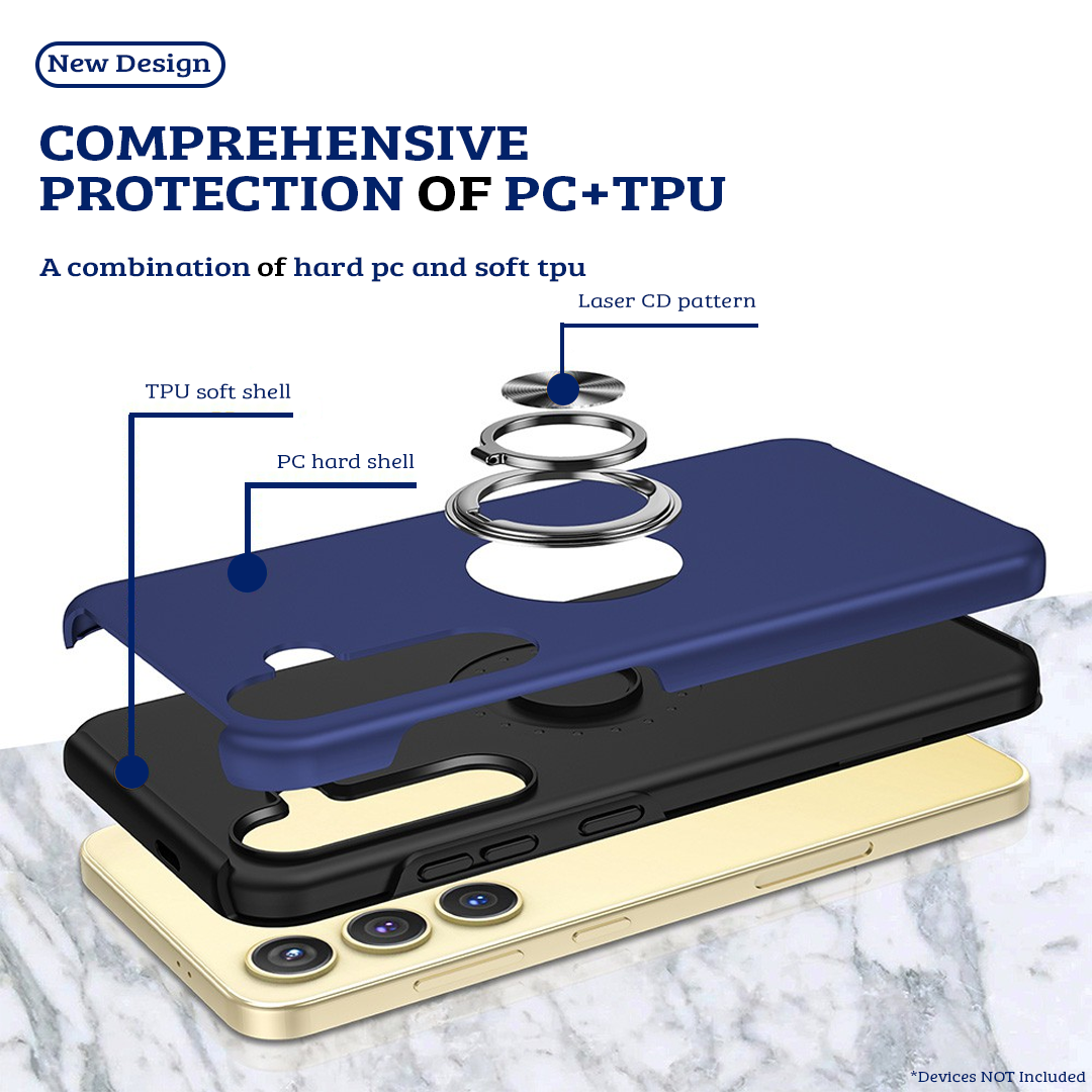 Samsung Galaxy S21 Plus Compatible Case Cover With Shockproof And Magnetic Ring Holder - Navy