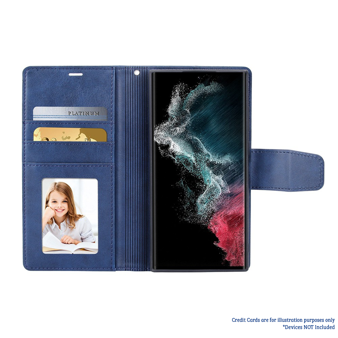 Samsung Galaxy S23 Plus Compatible Case Cover With 2-in-1 Detachable Magnetic Flip Leather Wallet - Navy