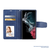 Thumbnail for Samsung Galaxy S24 Compatible Case Cover With 2-in-1 Detachable Magnetic Flip Leather Wallet - Navy