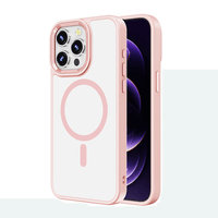 Thumbnail for iPhone 15 Pro Compatible Case Cover With Transparent Magnetic Metal Camera Lens Compatible With Magsafe Technology - Pink