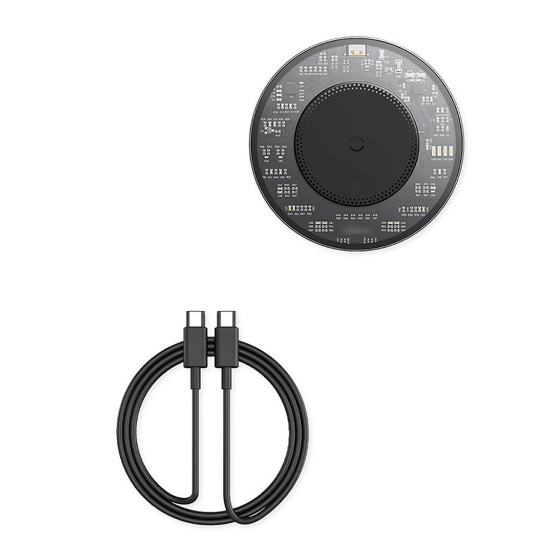 Simple 2 Wireless Charger 15W With Type-C To Type-C Cable in Cluster Black