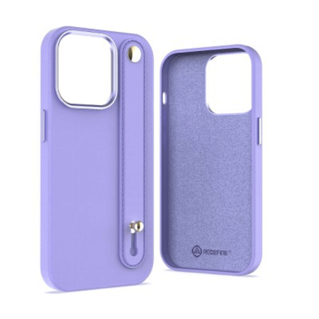   iPhone 14 Pro Compatible Case Cover With Hand Belt And Metal Camera Lens - Purple