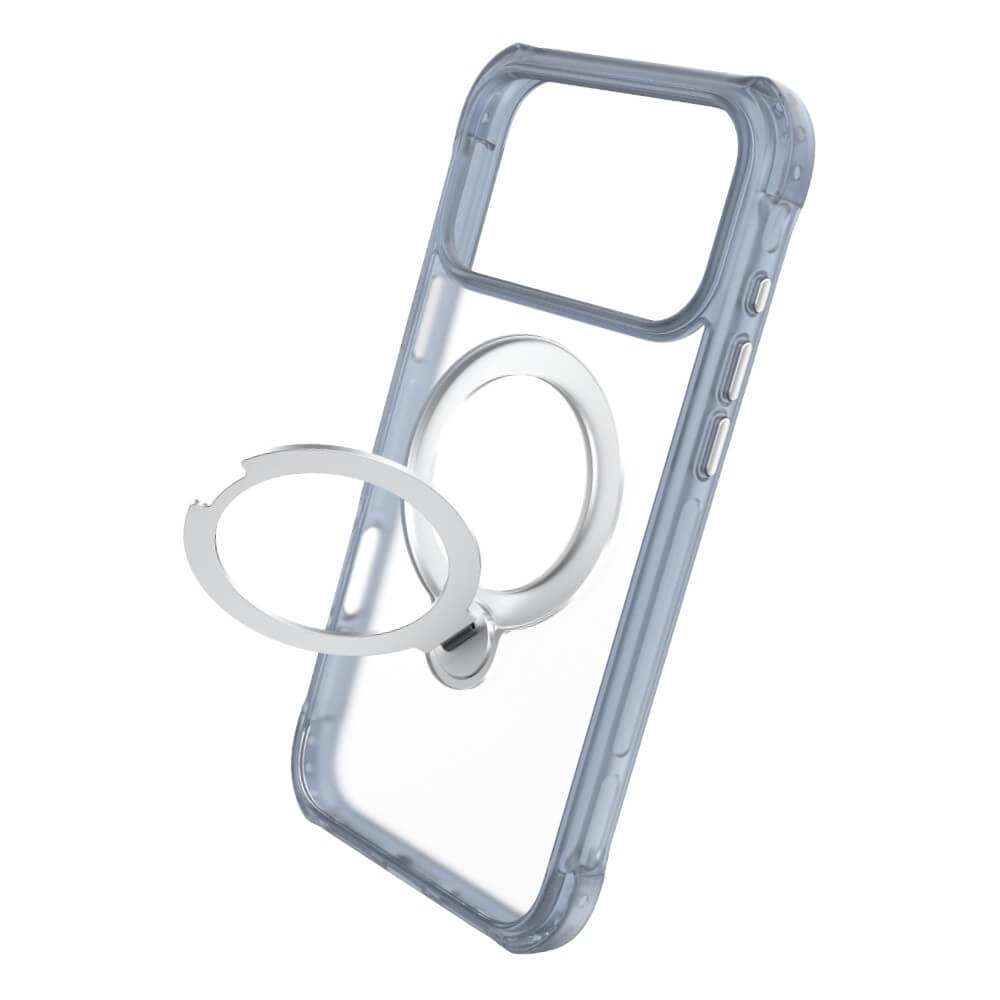 iPhone 17 Pro Max Magnetic Ring Kickstand Protective Case with Clear Back & Shock Absorption