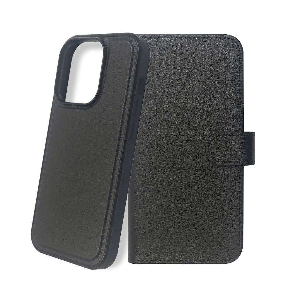 iPhone 14 Plus Compatible Case Cover With 2-in-1 Flip Leather Wallet in Black