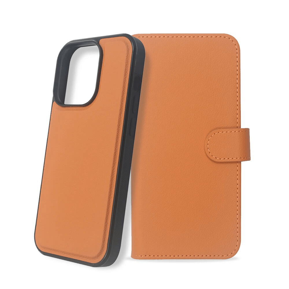 iPhone 14 Compatible Case Cover With 2-in-1 Flip Leather Wallet in Brown