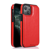 Thumbnail for iPhone 15 Compatible Case Cover With Back Flip Leather Wallet - Red