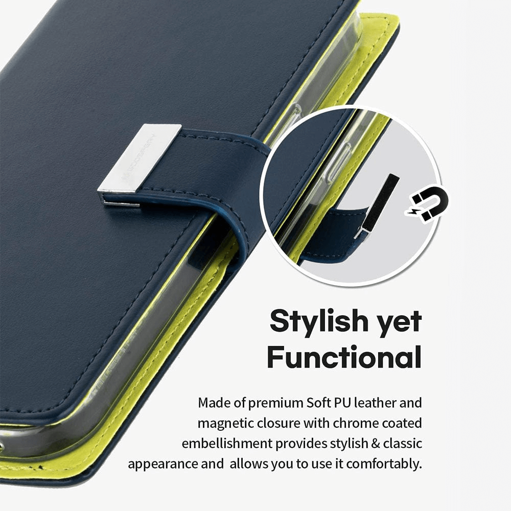 iPhone 15 Pro Max Compatible Case Cover Rich Diary for Stylish Protection - Navy