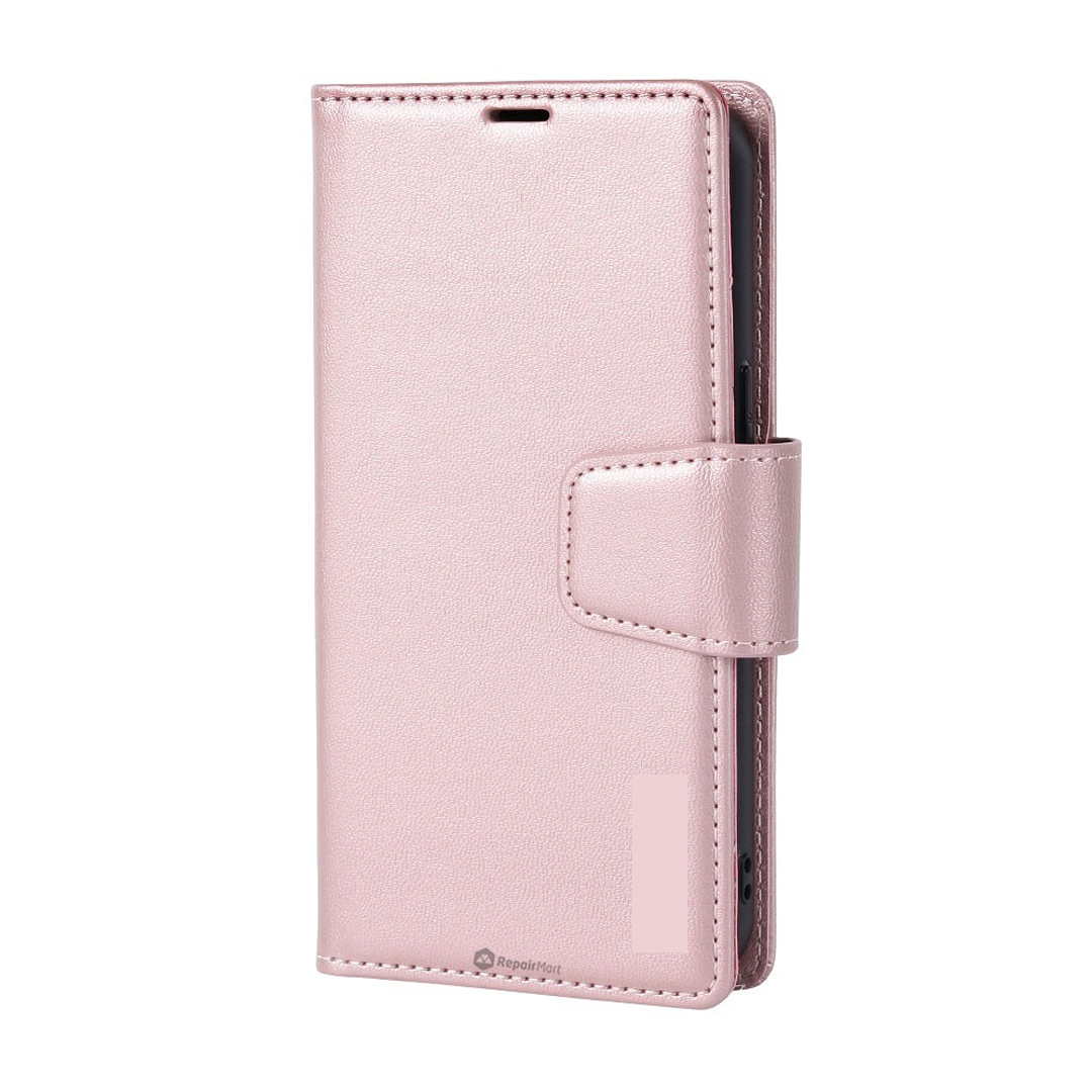 iPhone 16 Pro Magnetic Flip Wallet Case Cover with Drop-Resistant PU Leather, Multiple Card Holder Slots & Secure Front Screen Cover - Rose Gold