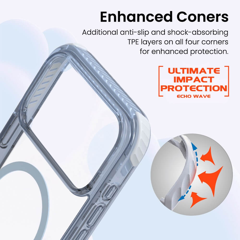 iPhone 17 Pro Max Black Echo Wave Impact Protection Transparent Case Cover with 13 ft Drop Defence & MagSafe Compatibility Australia