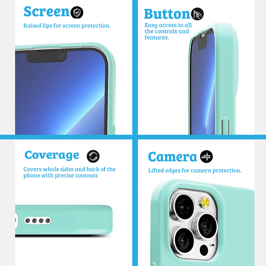 iPhone 16 Pro Soft Silicone Jelly Case Cover: Long Lasting With Shock & Drop Protection, And Screen & Camera Lens Guard - Mint
