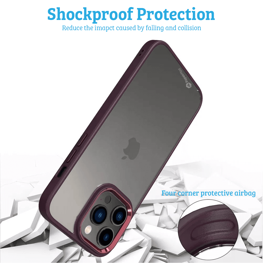 iPhone 14 Pro Max Compatible Case Cover With Shockproof Metal Camera Lens And Protection - Wine