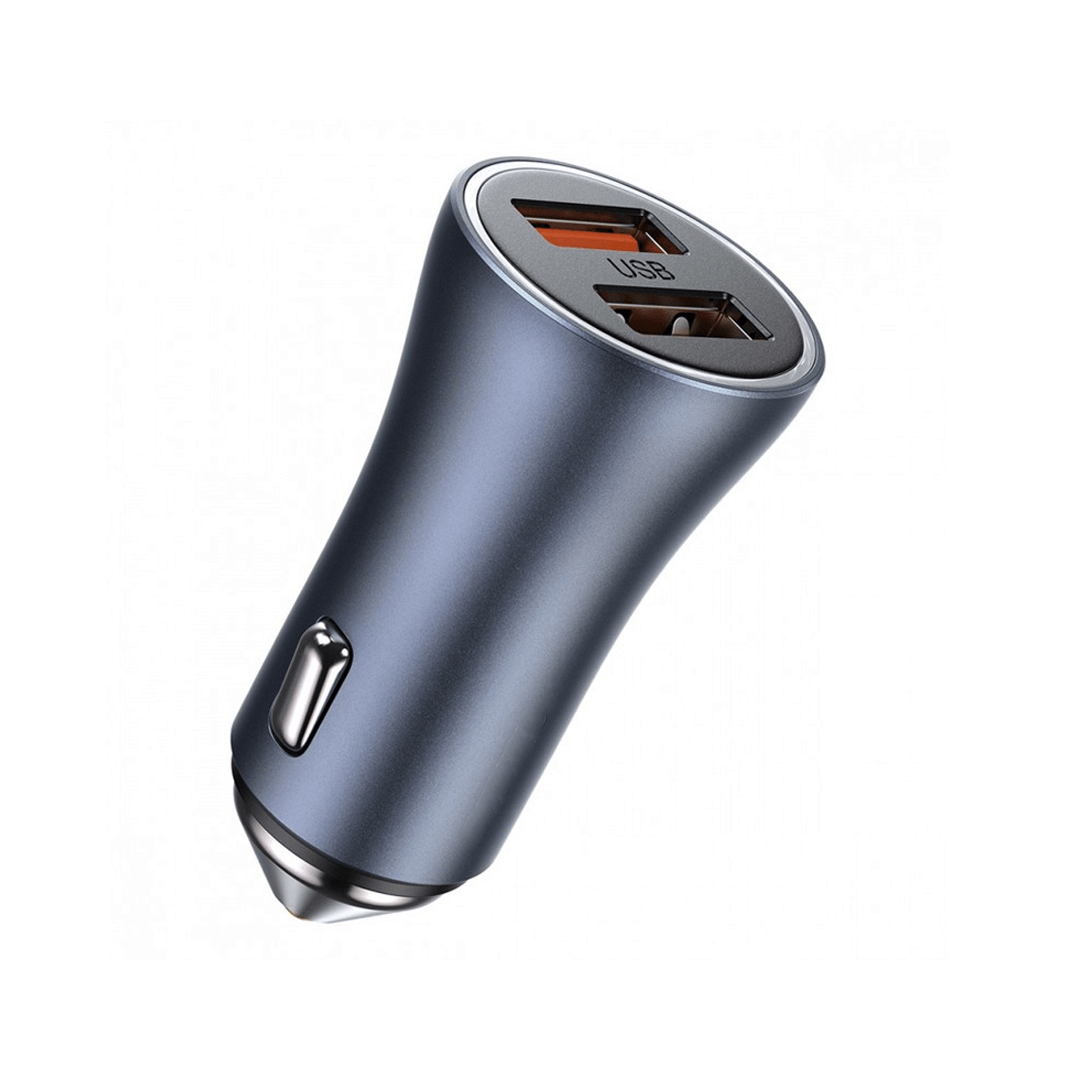 Dual Fast Charger Car Charger - 40W Power, Dual USB Ports, Dark Grey Aluminum Design