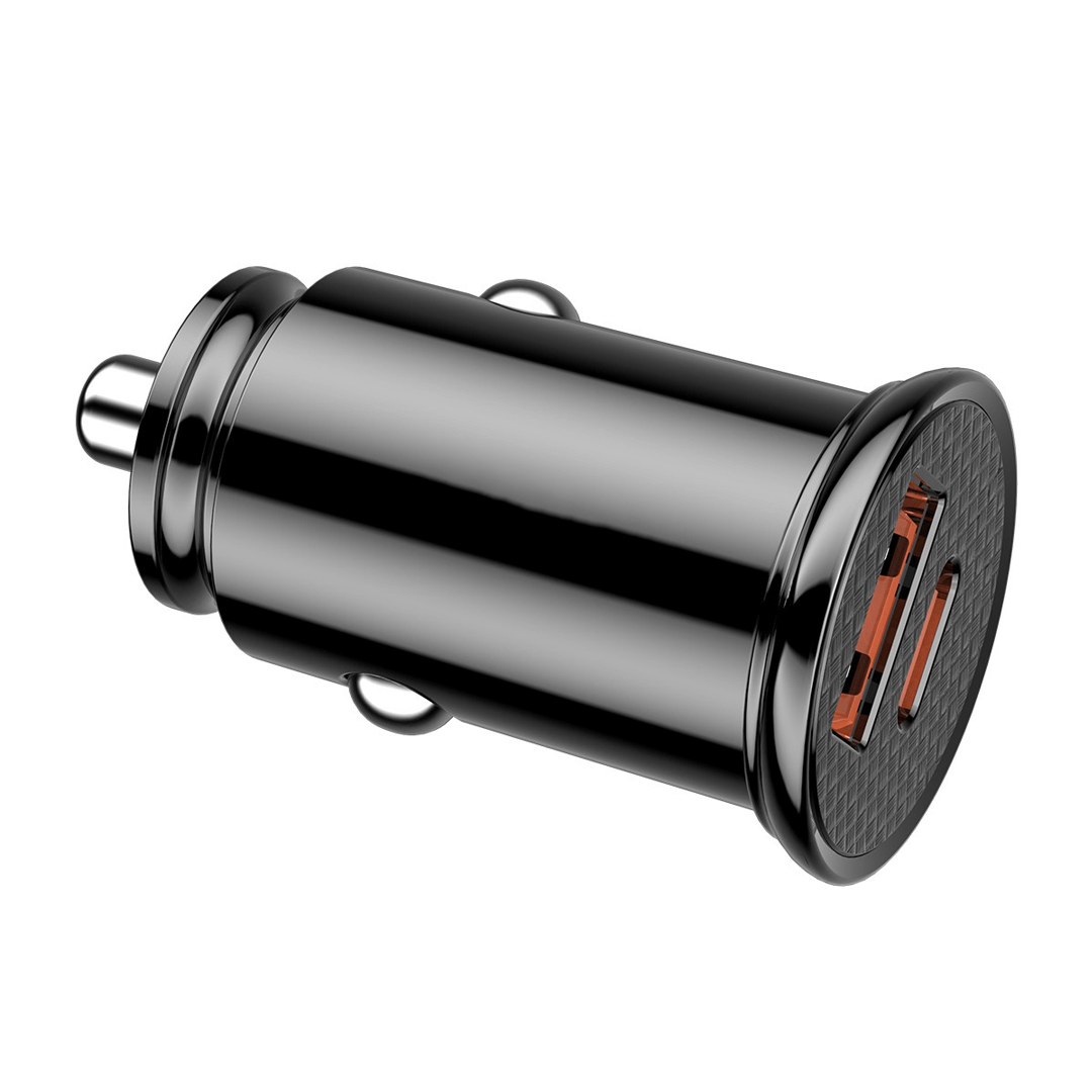 A+C 30W PPS Car Charger - Sleek Black Design for Dual Fast Charging Convenience