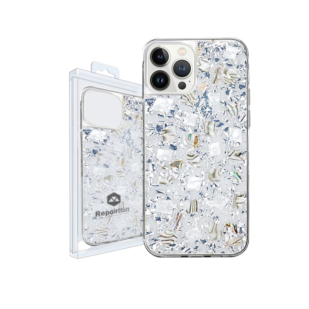 iPhone 14 Plus Compatible Case Cover With Gold Foil And Dried Flower Clear Designed - Sliver