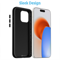 Thumbnail for iPhone 15 Pro Shockproof Case Cover with Wireless Charging Support - Easy Grip, Slip-Proof, Screen & Camera Lens Guard - Black