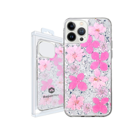 Thumbnail for iPhone 14 Plus Compatible Case Cover With Gold Foil And Dried Flower Clear Designed - Sliver + Pink