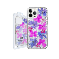 Thumbnail for iPhone 14 Plus Compatible Case Cover With Gold Foil And Dried Flower Clear Designed - Sliver + Purple