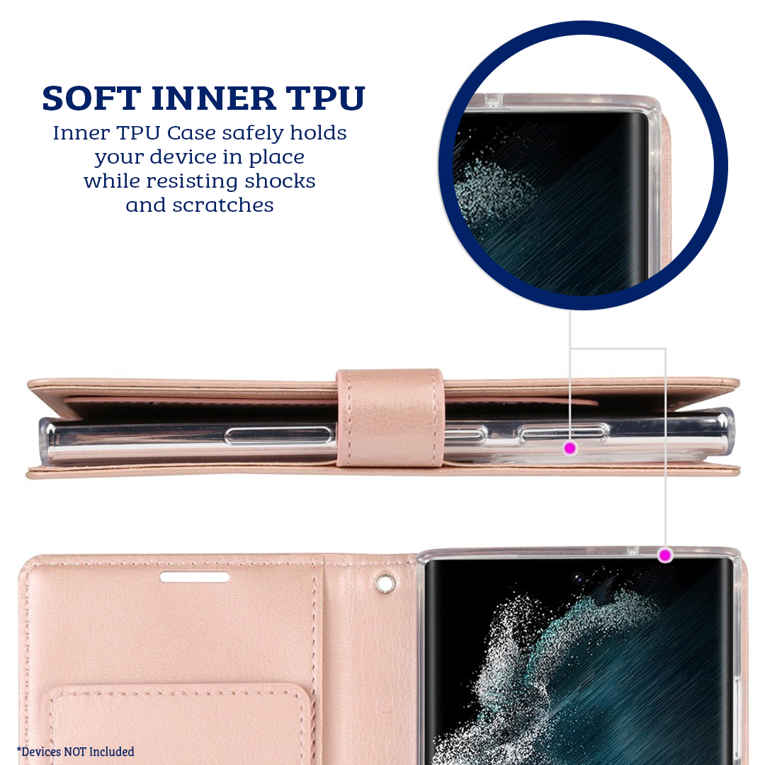 Samsung Galaxy S23 Compatible Case Cover With Rich Diary - Rose Gold