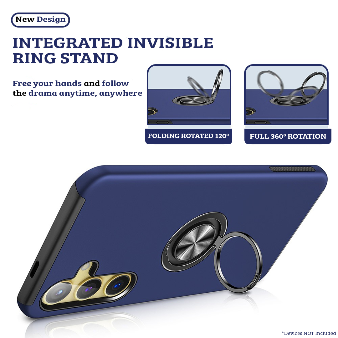 Samsung Galaxy S20 FE Compatible Case Cover With Shockproof And Magnetic Ring Holder - Navy