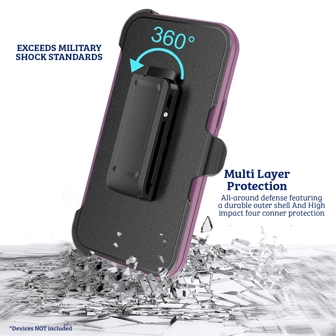 iPhone 13 Mini Compatible Case Cover With Belt Clip And Shockproof Robot Armor Hard Plastic - Navy