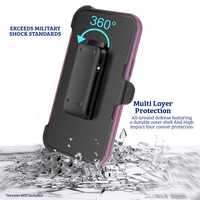 Thumbnail for iPhone 13 Mini Compatible Case Cover With Belt Clip And Shockproof Robot Armor Hard Plastic - Navy