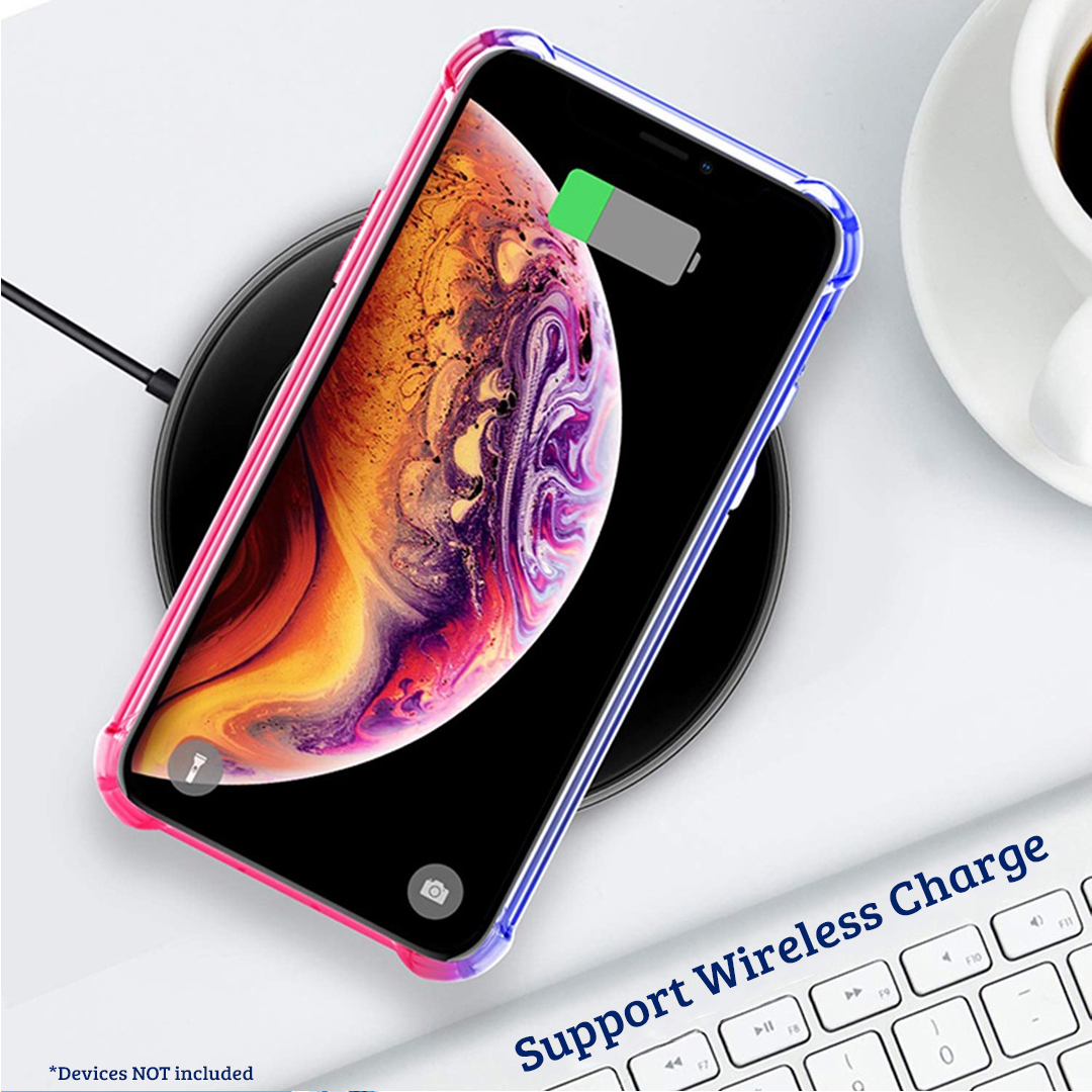 iPhone 11 Pro Compatible Case Cover With Clear Rainbow Airbag Bumper Shockproof - Pink and Purple