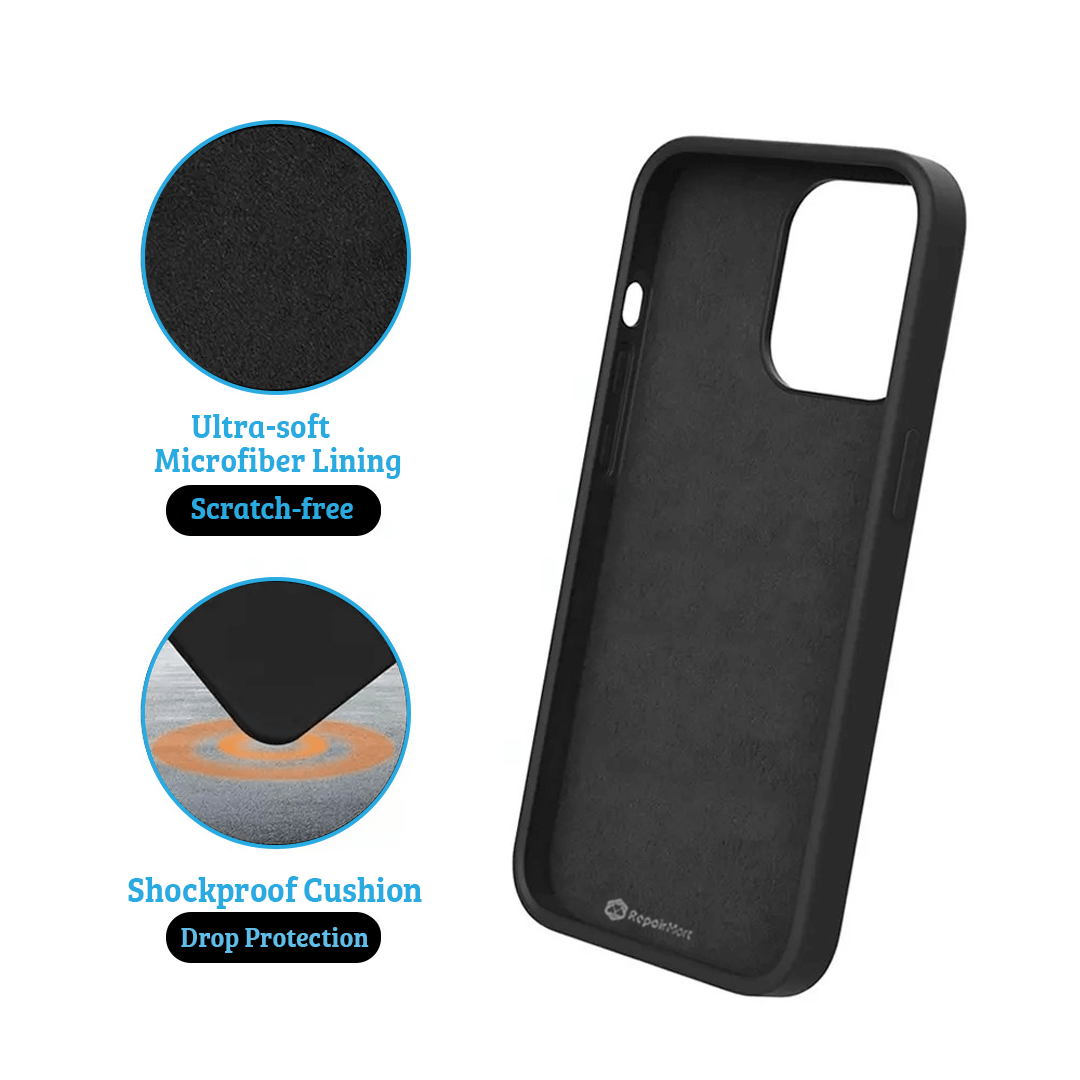 iPhone 15 Liquid Silicone Case Cover - Washable, Shock-Proof, Drop-Resistant, Ultra-Soft, Scratch-Free, Durable- Black