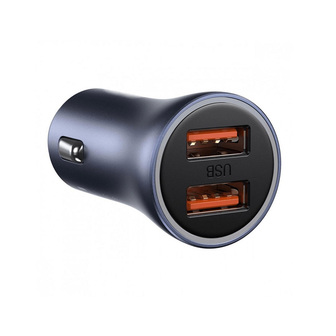 Dual Fast Charger Car Charger - 40W Power, Dual USB Ports, Dark Grey Aluminum Design