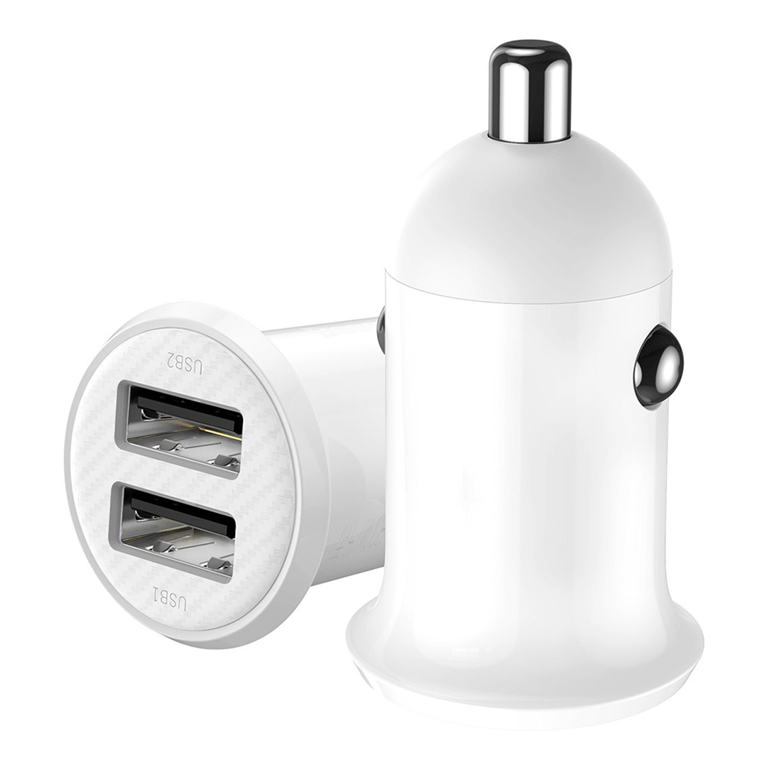 Baseus Grain Pro Car Charger (Dual USB 4.8A)-White