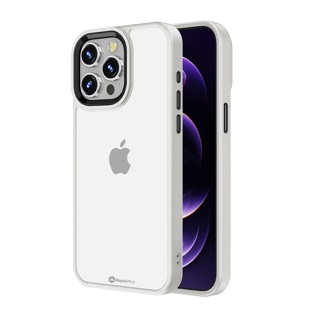 iPhone 15 Pro Compatible Case Cover With Shockproof Metal Camera Lens - White