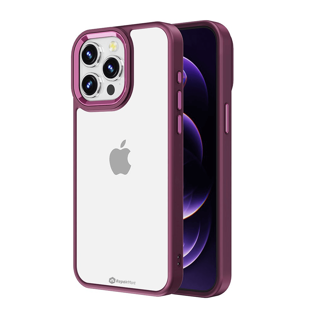 iPhone 15 Pro Compatible Case Cover With Shockproof Metal Camera Lens - Wine