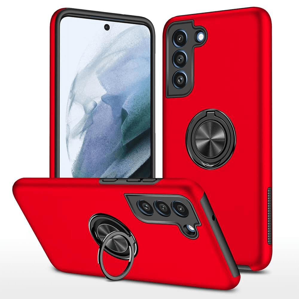 Samsung Galaxy S21 Plus Compatible Case Cover With Shockproof And Magnetic Ring Holder - Red