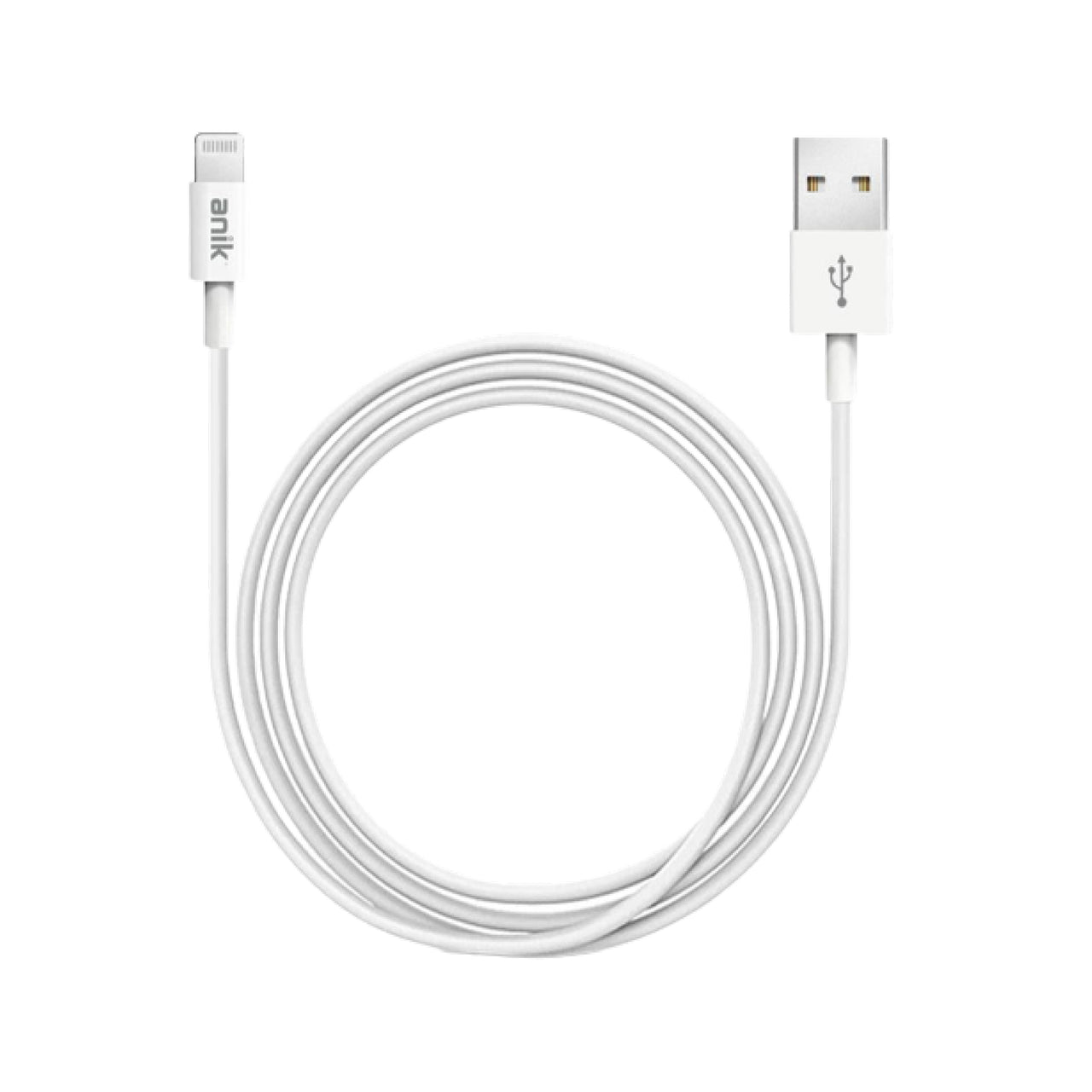 Anik MFi Certified Charge Sync USB to Cable White Fit for iPhone
