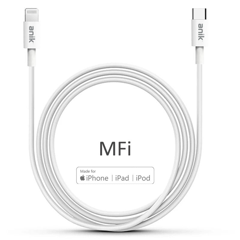 Anik MFi Certified Charge Sync USB Type C to Cable White Fit for iPhone