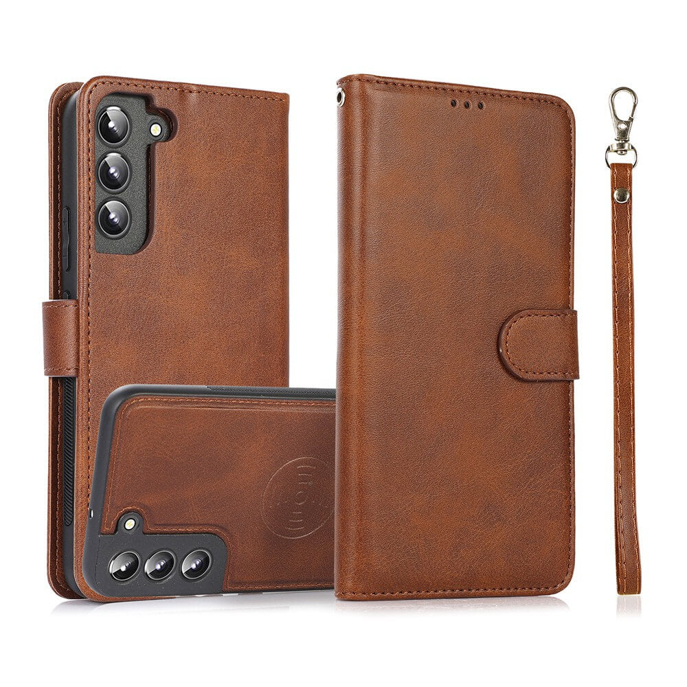 Leather Flip Wallet Case Cover - Compatible with Samsung Galaxy S22 Plus