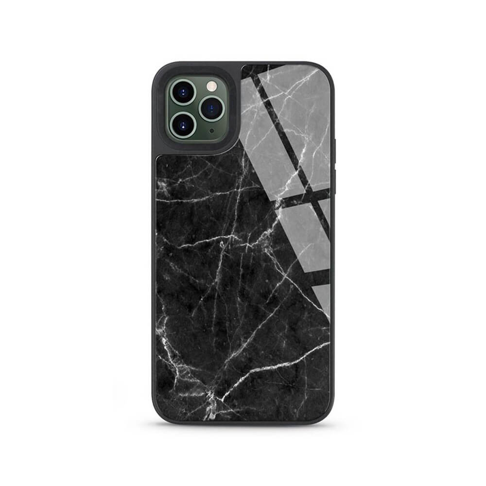 Printed Marble Shockproof Case Cover with Tempered Glass: Compatible With iPhone 12 mini (5.4'') with Stylish Marble Design