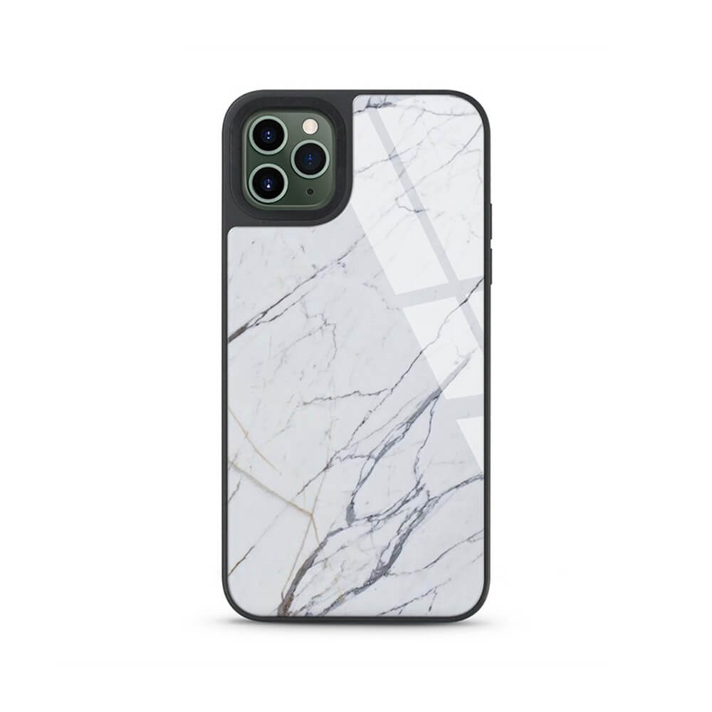 Printed Marble Shockproof Case Cover with Tempered Glass: Compatible With iPhone 12 mini (5.4'') with Stylish Marble Design