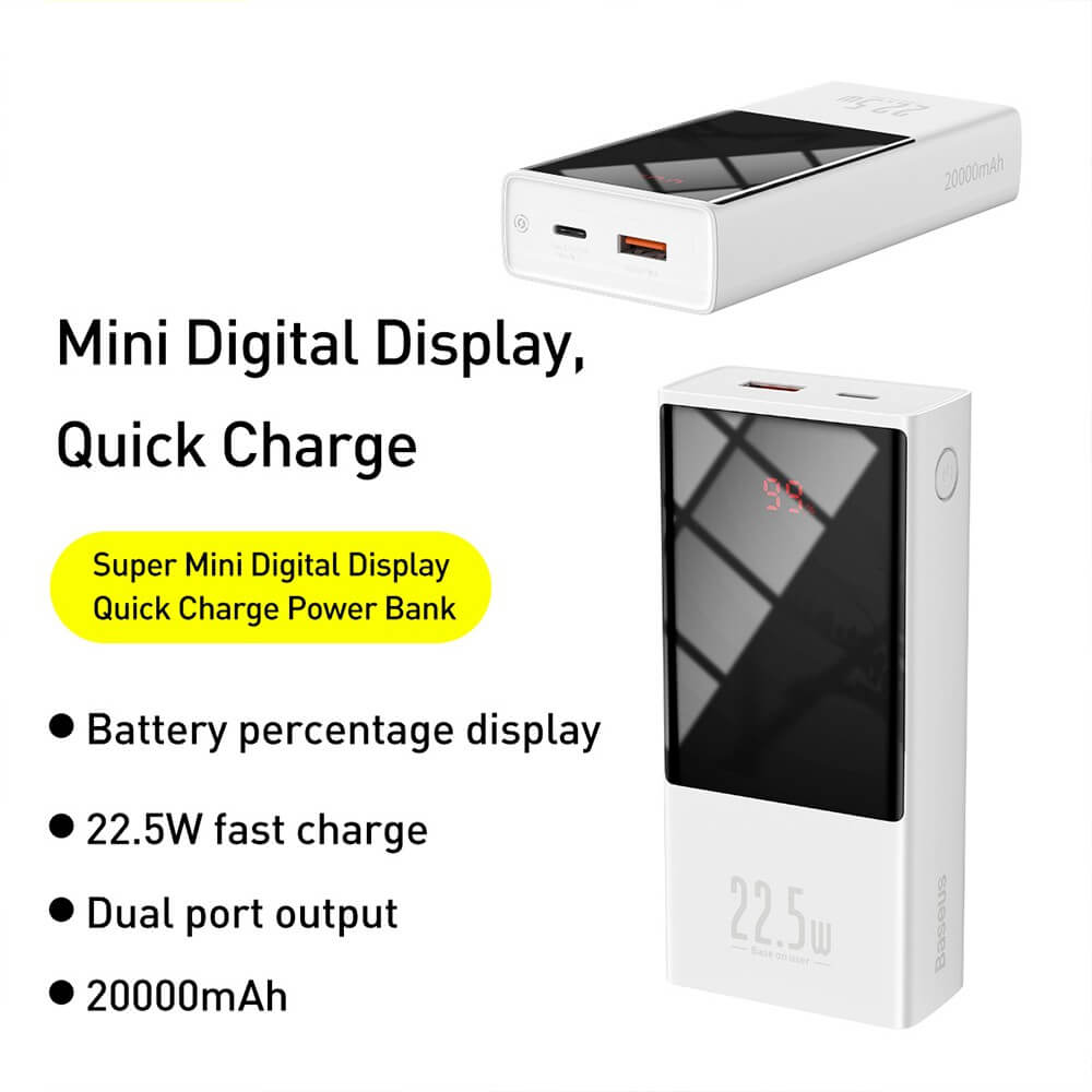 Fit For Super Mini Digital Display Power Bank 20000mAh 22.5W