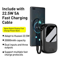 Thumbnail for Qpow 20000mAh 22.5W Digital Display Power Bank with Type-C Cable (PPQD-I01)