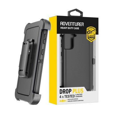 Robot Armor Shockproof Hard Plastic Case with Belt Clip for Samsung Galaxy S23 Ultra - Black