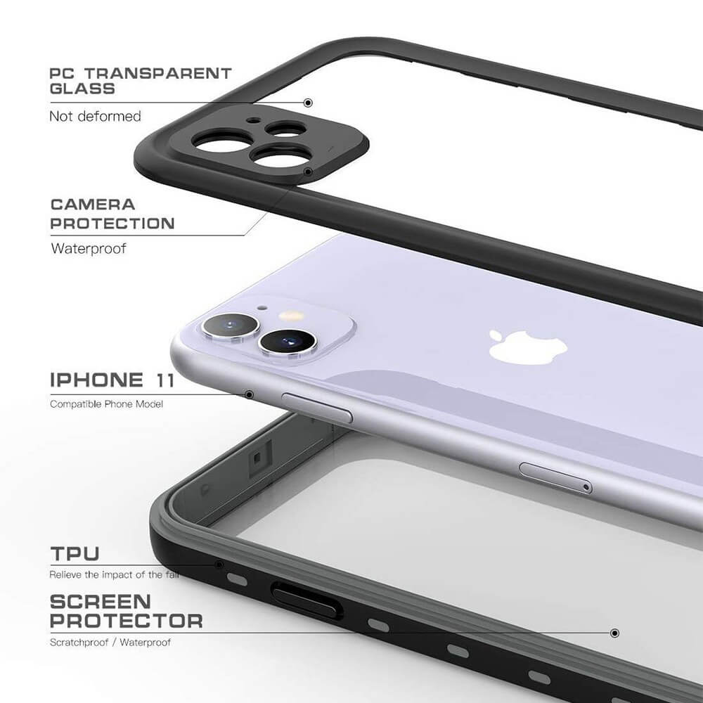 Waterproof case with IP68 rating, precision fit for iPhone 11
